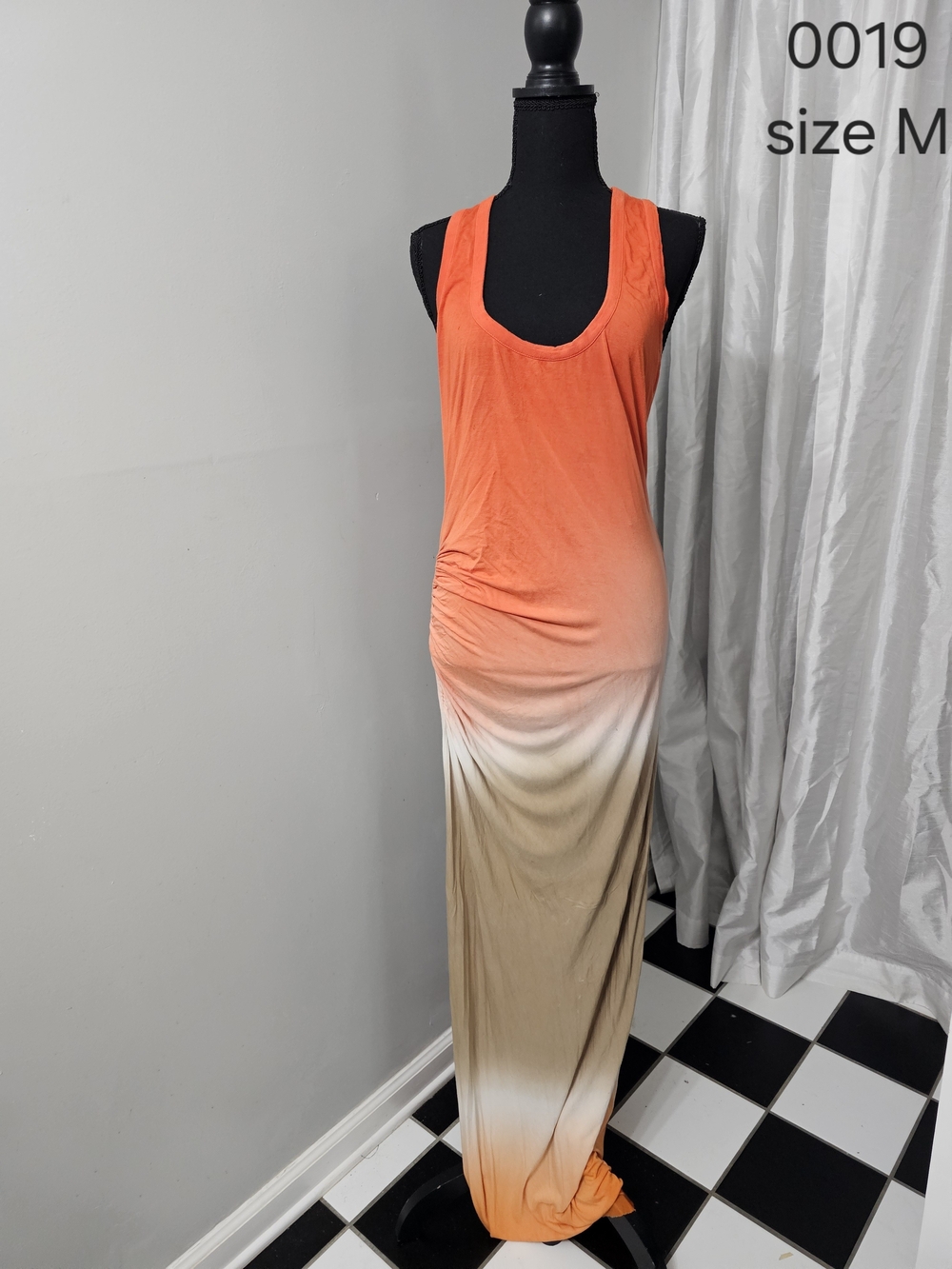 Sleeveless Orange Ombre Maxi Dress